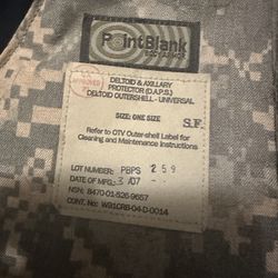 (5) Pieces Point Blank Deltoid & Auxiliary Protector (OAPS) - Universal outer shell. Military/police armor component.