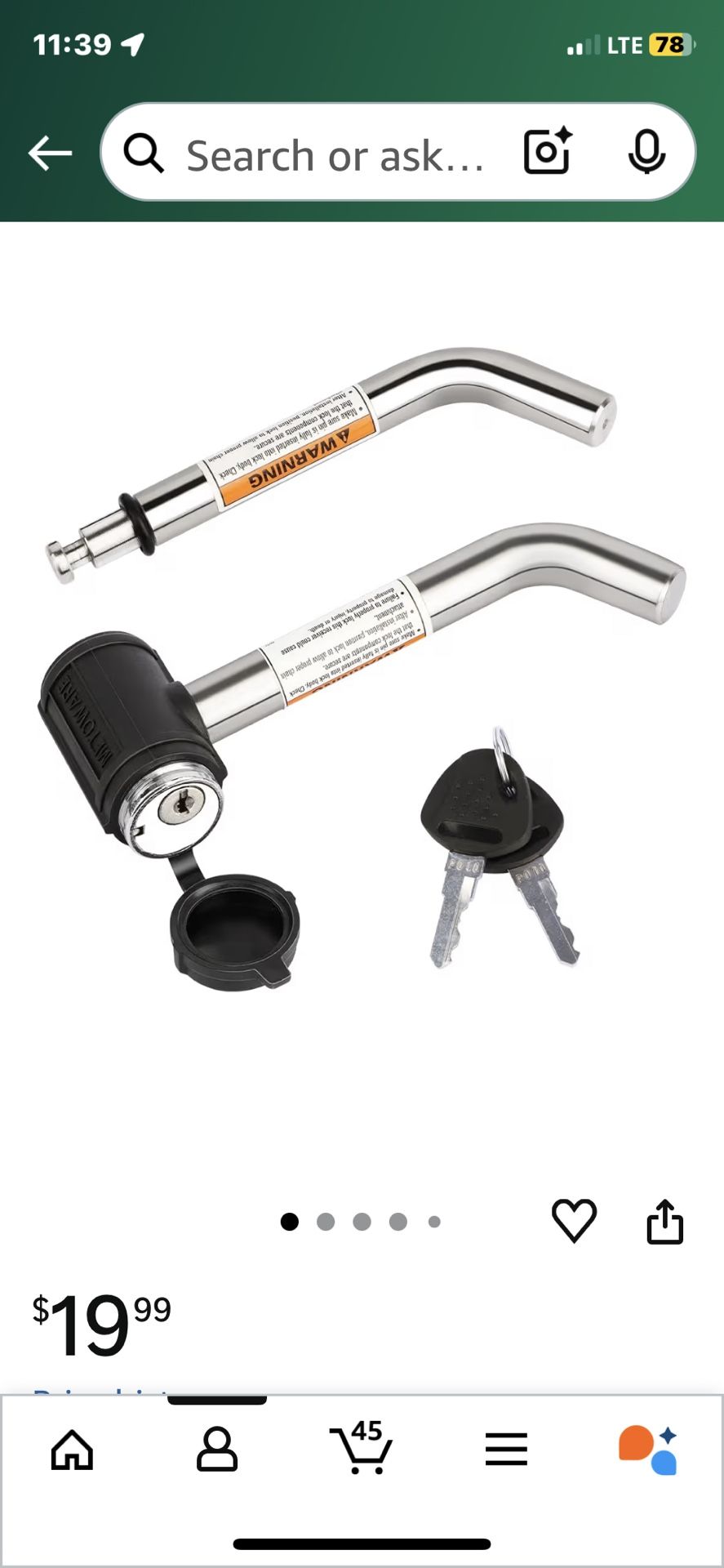 METOWARE Swivel Head Trailer Receiver/Hitch Lock