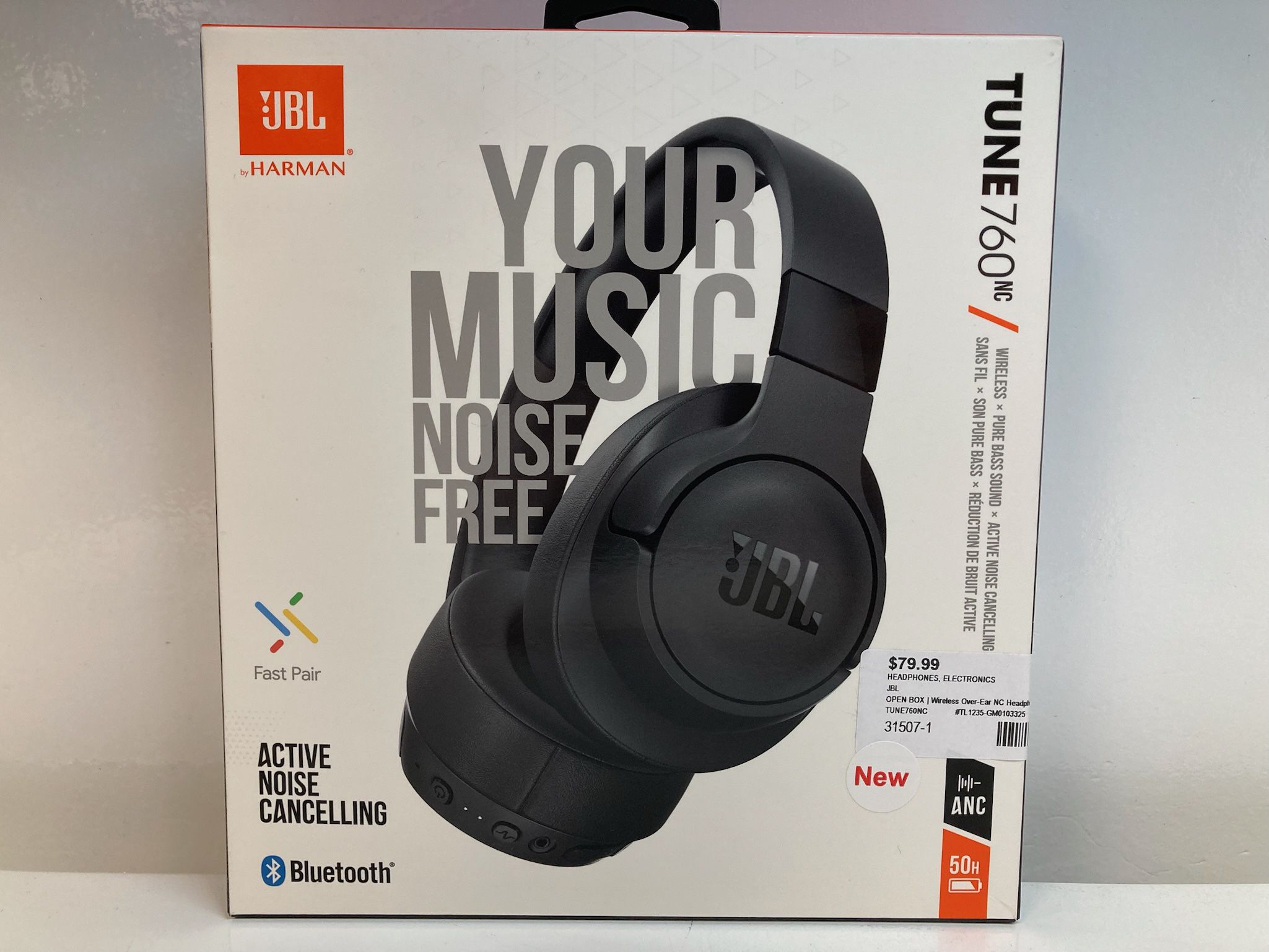 JBL Tune 760NC Wireless Noise Cancelling Over-Ear Bluetooth Headphones 