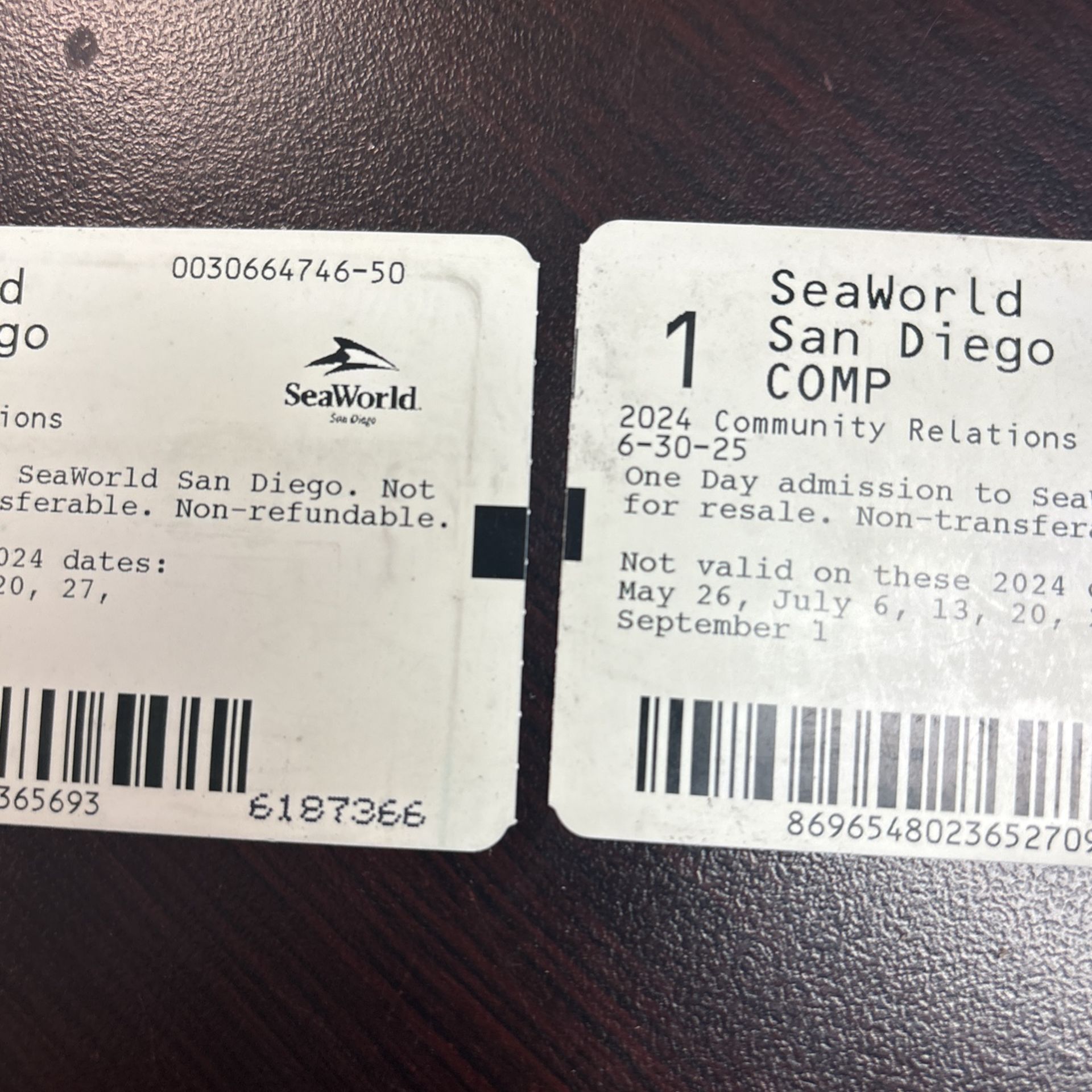 2 Adult Tickets ,