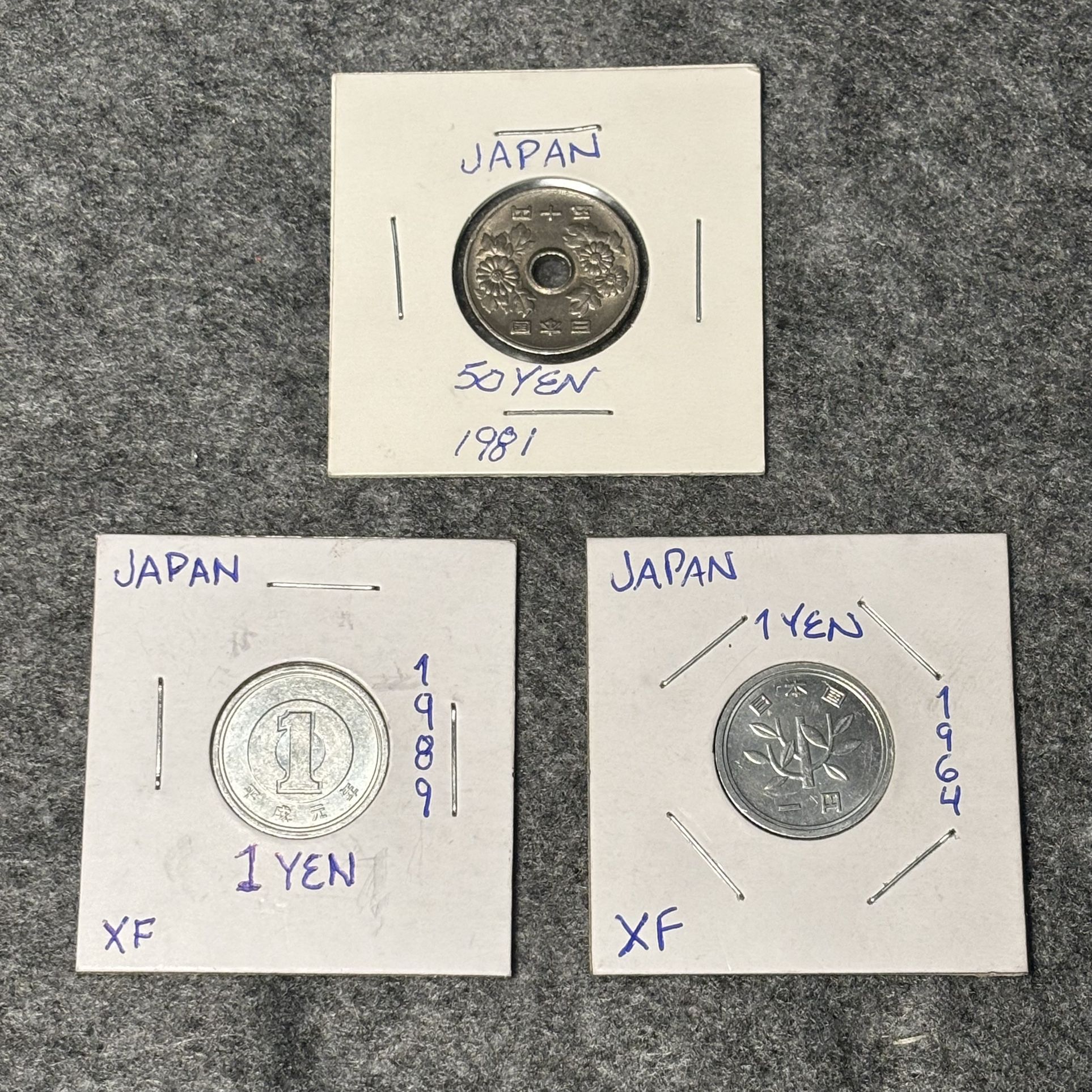 Lot Of Three (3) Japanese Coins