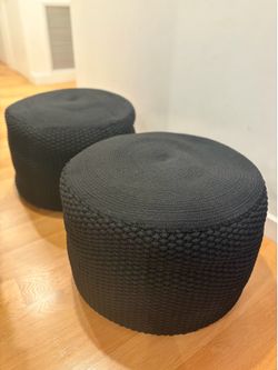CB2 Indoor/Outdoor Knitted Poufs – Set of 2 (Excellent Condition)