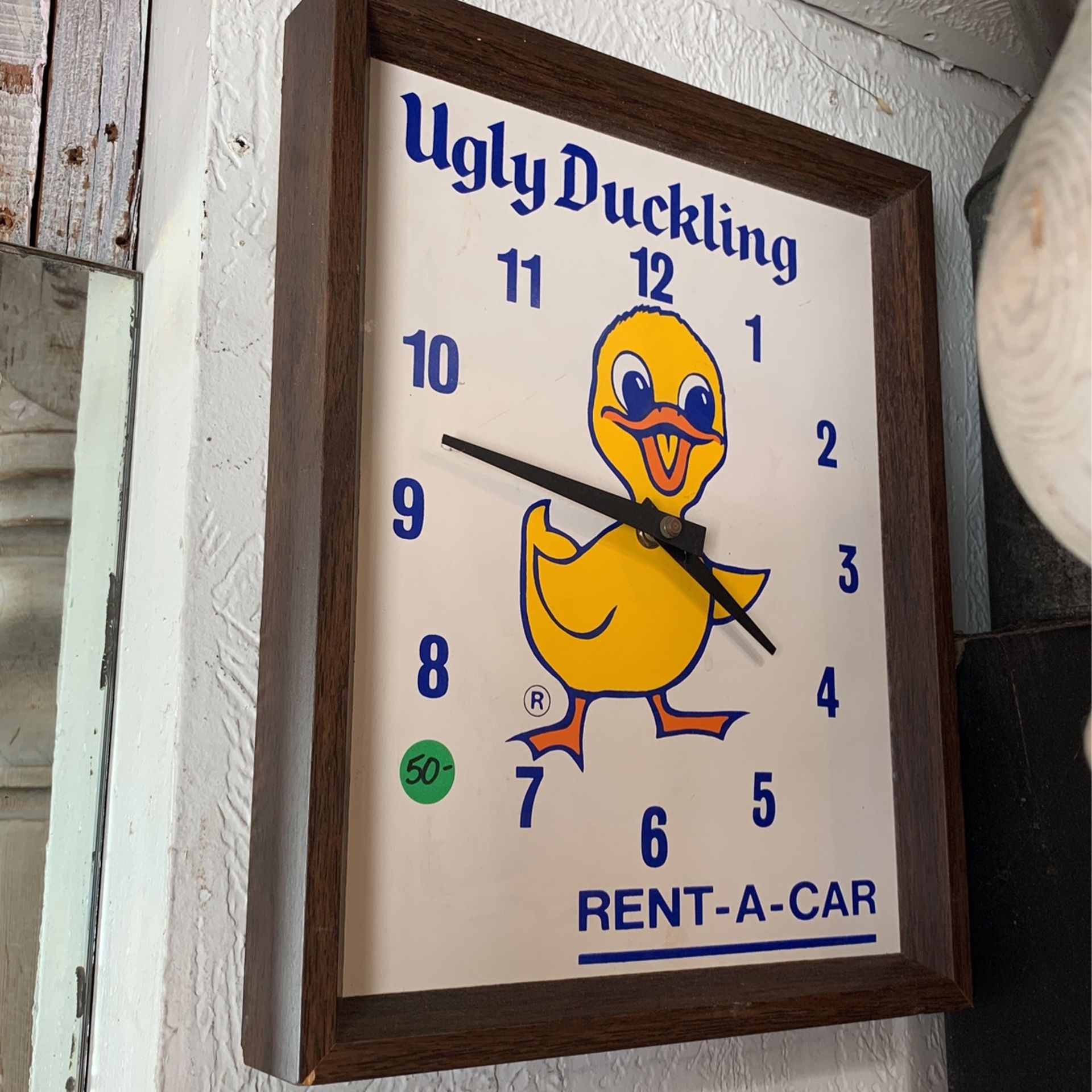 Vintage Ugly Duckling Rent A Car Advertising Clock