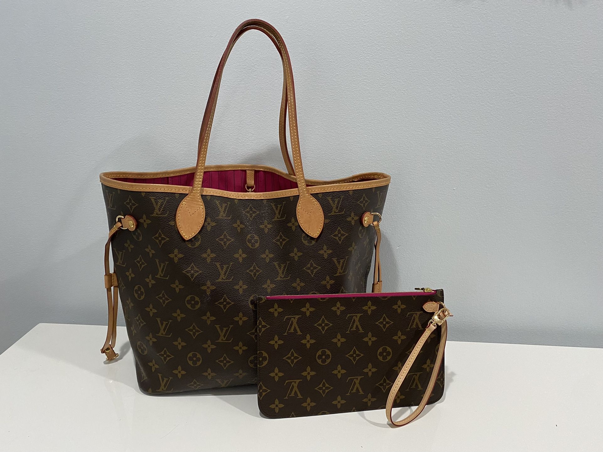 Authentic Louis Vuitton Neverfull MM Pink Peony