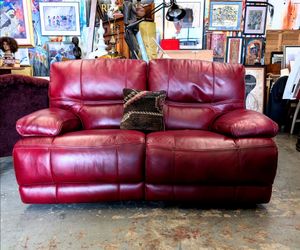 Red Leather Lazy Boy Reclining Sofa at BoneJax
