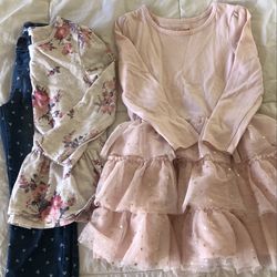 Pink 5T Girls Winter Dress And Pants Set