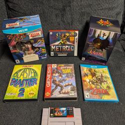 Video Game Lot, high value games, Zelda Wind Waker, Twilight Princess, Majora's Mask, Contra, +more