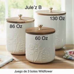 Princess House Set De 3 Botes Wildflower Nuevos En Sus Cajas 