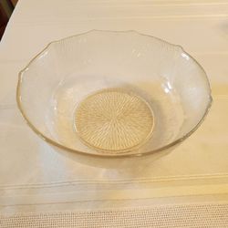 Glass Bowl With Design In The Bottom And Around Edges