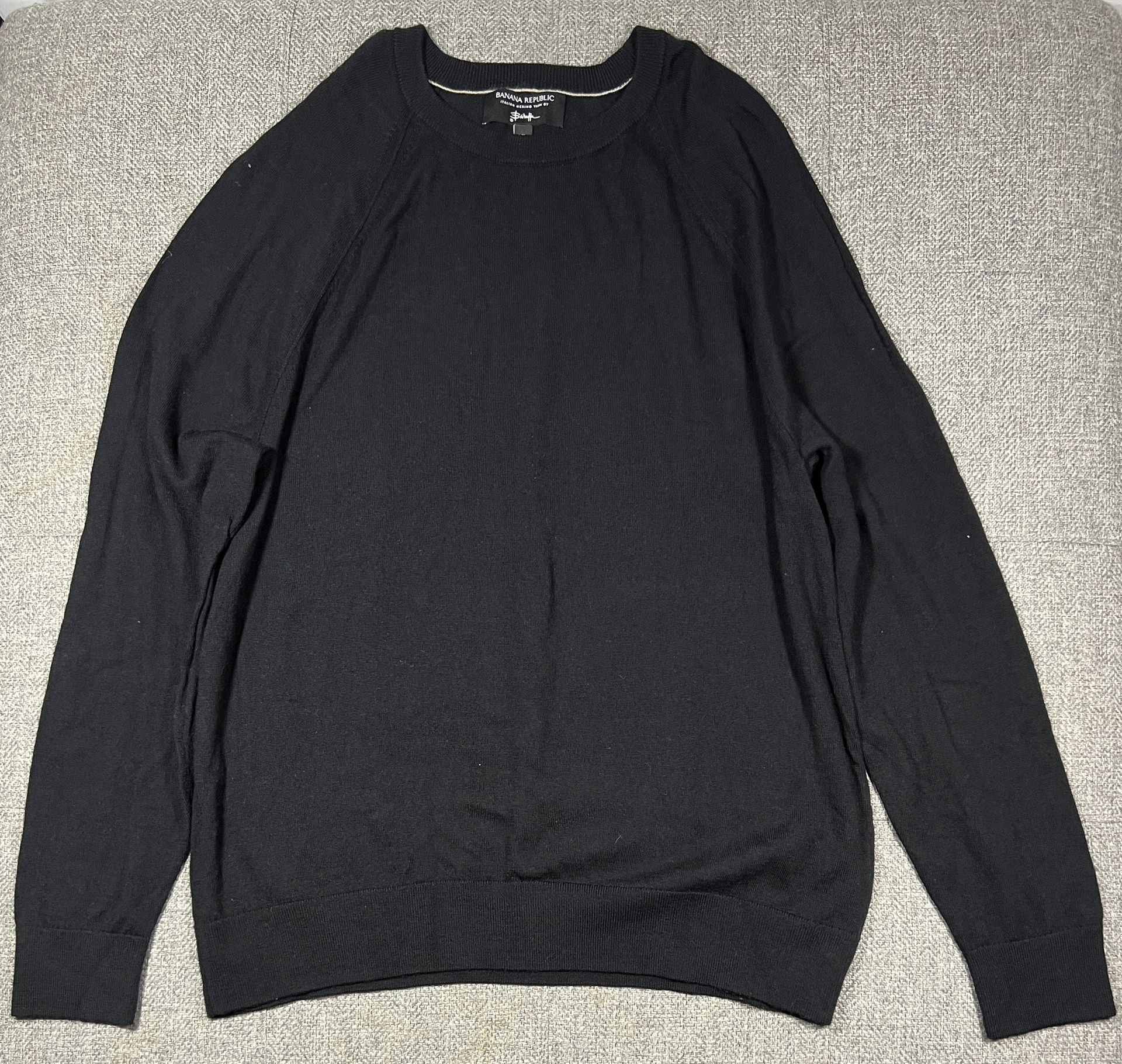 Banana Republic Baruffa Merino Wool Black Sweater Men's Size XL