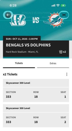 Free!!! Dolphins/Bengals - 2 tickets AND PARKING