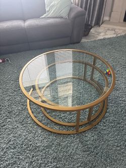 Round Glass Coffee Table Gold Frame