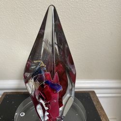 Christopher Sternberg Powidz- Sterno Glasshouse Paperweight . Signed . 8”T