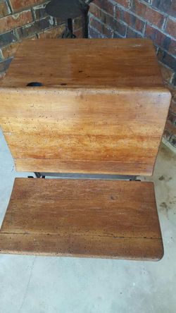 Old wooden students desk