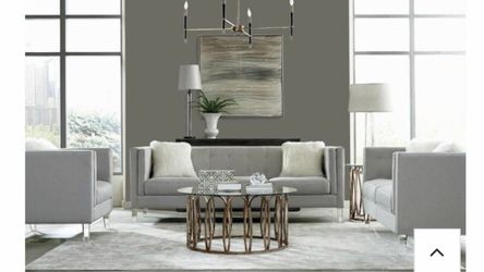 Sofa and Loveseat Light Gray Set