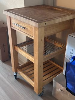 Movable locking butcher block Island
