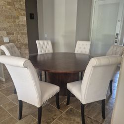 Anthropologie round fluted pedestal wood dining table