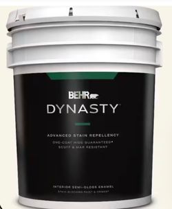 BEHR dynasty 5 gallon interior semi gloss enamel ultra pure white