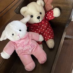 Wood  DOLL CRADLE WITH LAMB, BEAR