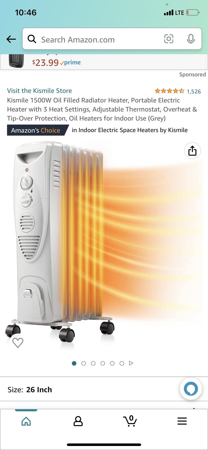 Kismile 1500W Oil Filled Radiator Heater, Portable Electric Heater