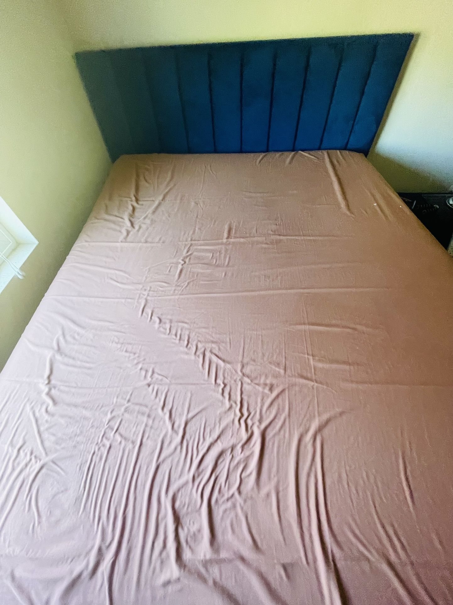 Full Size Bed , With  Royal Blue Velvet Headboard With Mattress For Sale.