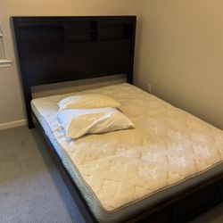 Dark Wood Bed frame N Mattress - Seally (queen)