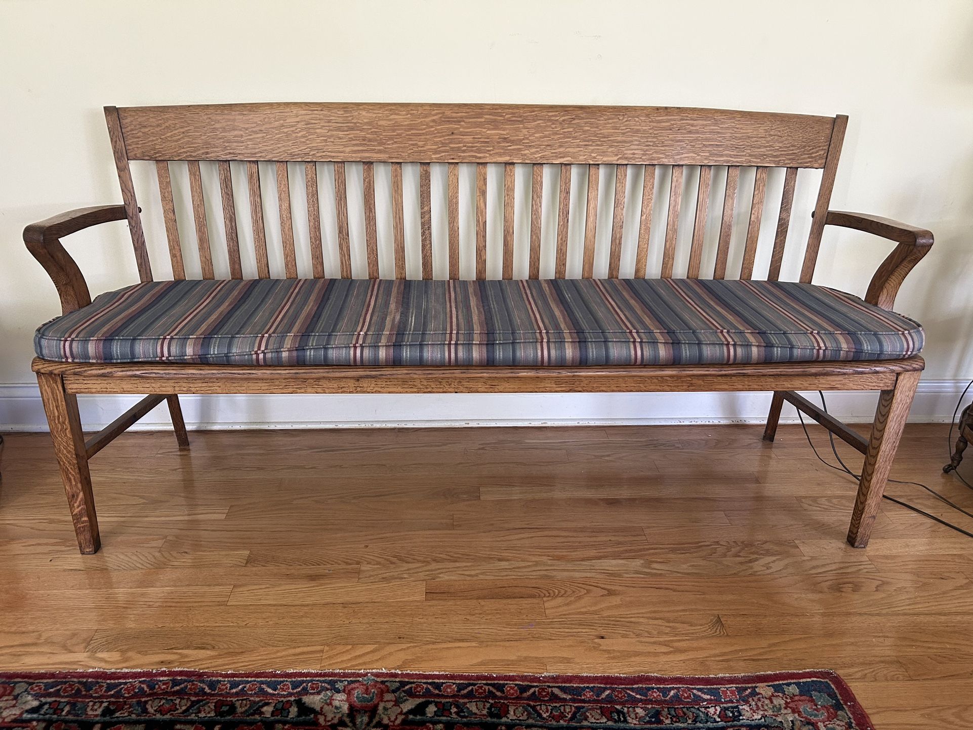 Antique Lawyer Bench with Cushion