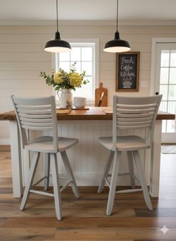 Charming Farmhouse Swivel Counter Chairs - Set of 2