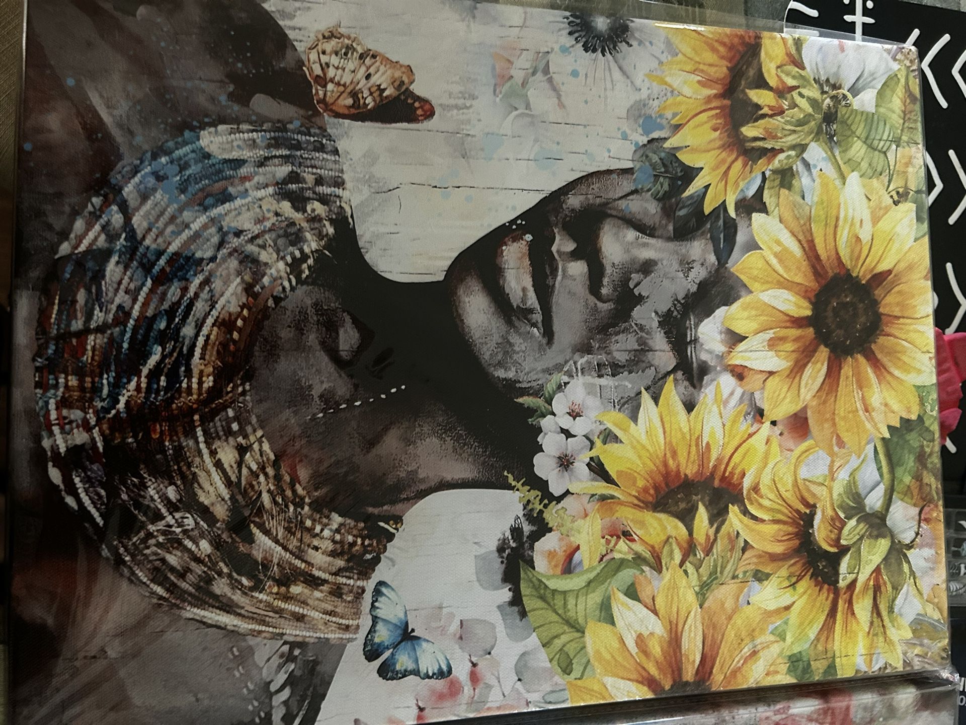 3 Beautiful Women Floral Paintings 