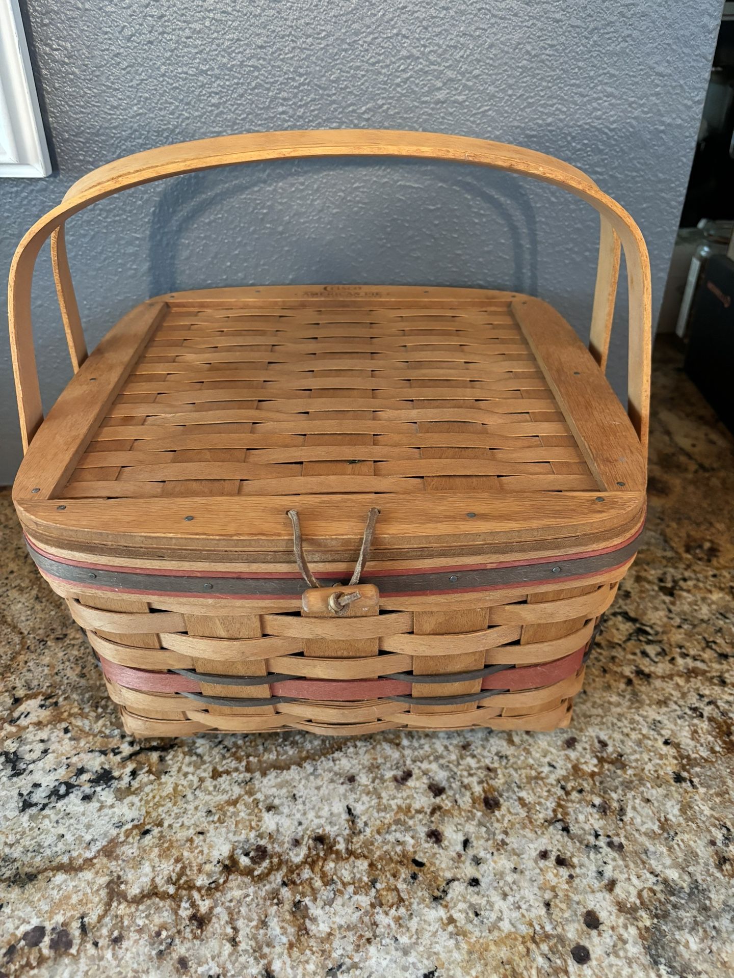 Longaberger Vintage 1991 Crisco American RARE Pie Basket With Wooden Riser And Plastic Protector