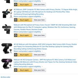 4k, 2k HD Webcams tripods mifi Hotspots