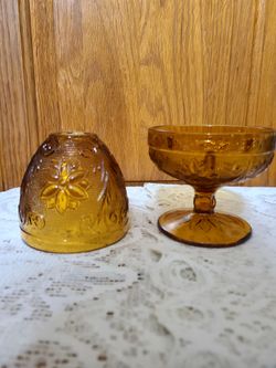 Indiana glass vintage amber fairy lamp