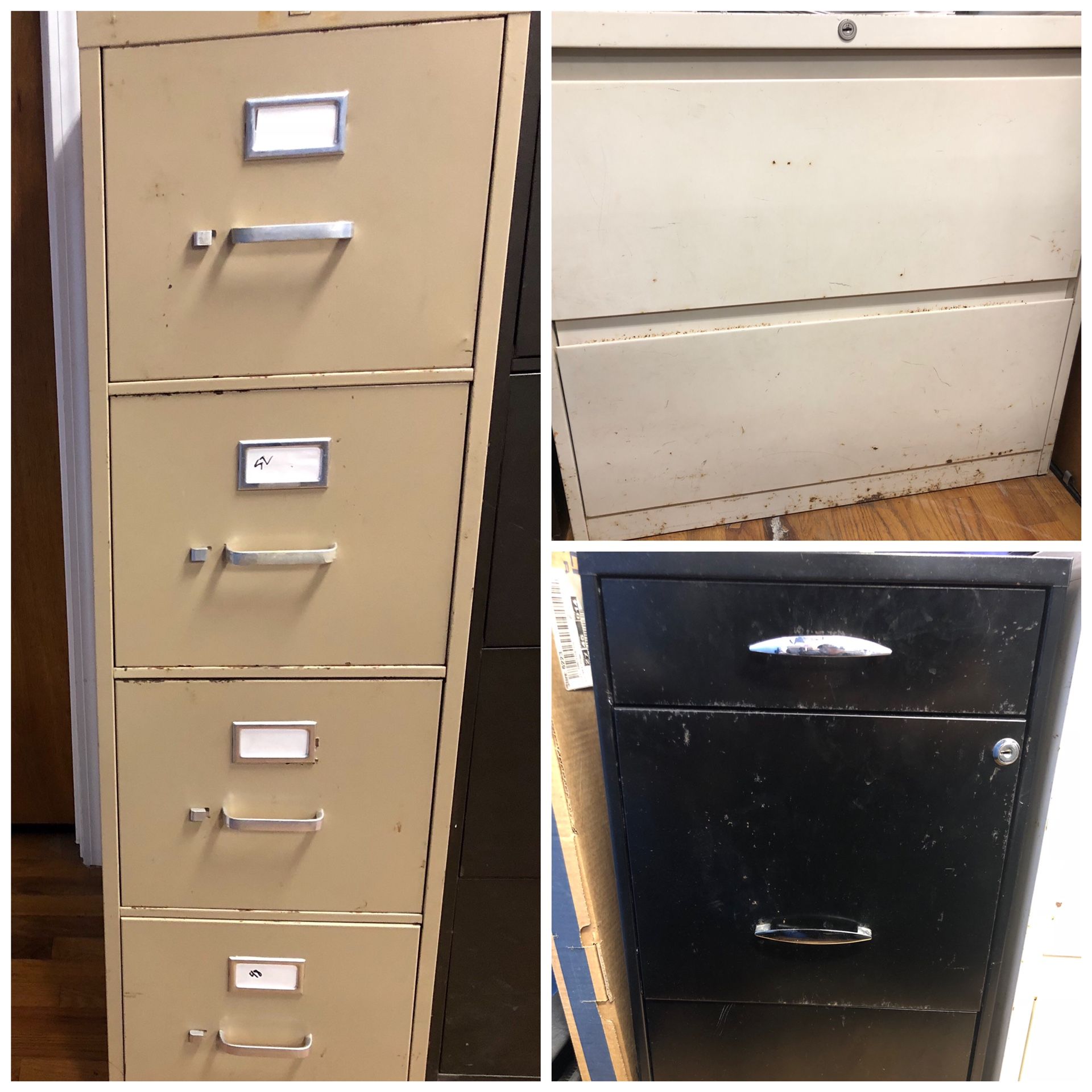 3 Metal file cabinets