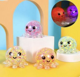 4 Pieces Random Color Glowing Light Squid Vent Ball Decompression Toy, Octopus Bubble Squid Stress Ball Toy Gift for Kids with Young People
