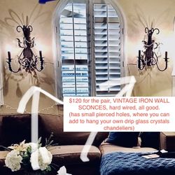 WALL SCONCES • CHANDELIER  •  SET OF 2  