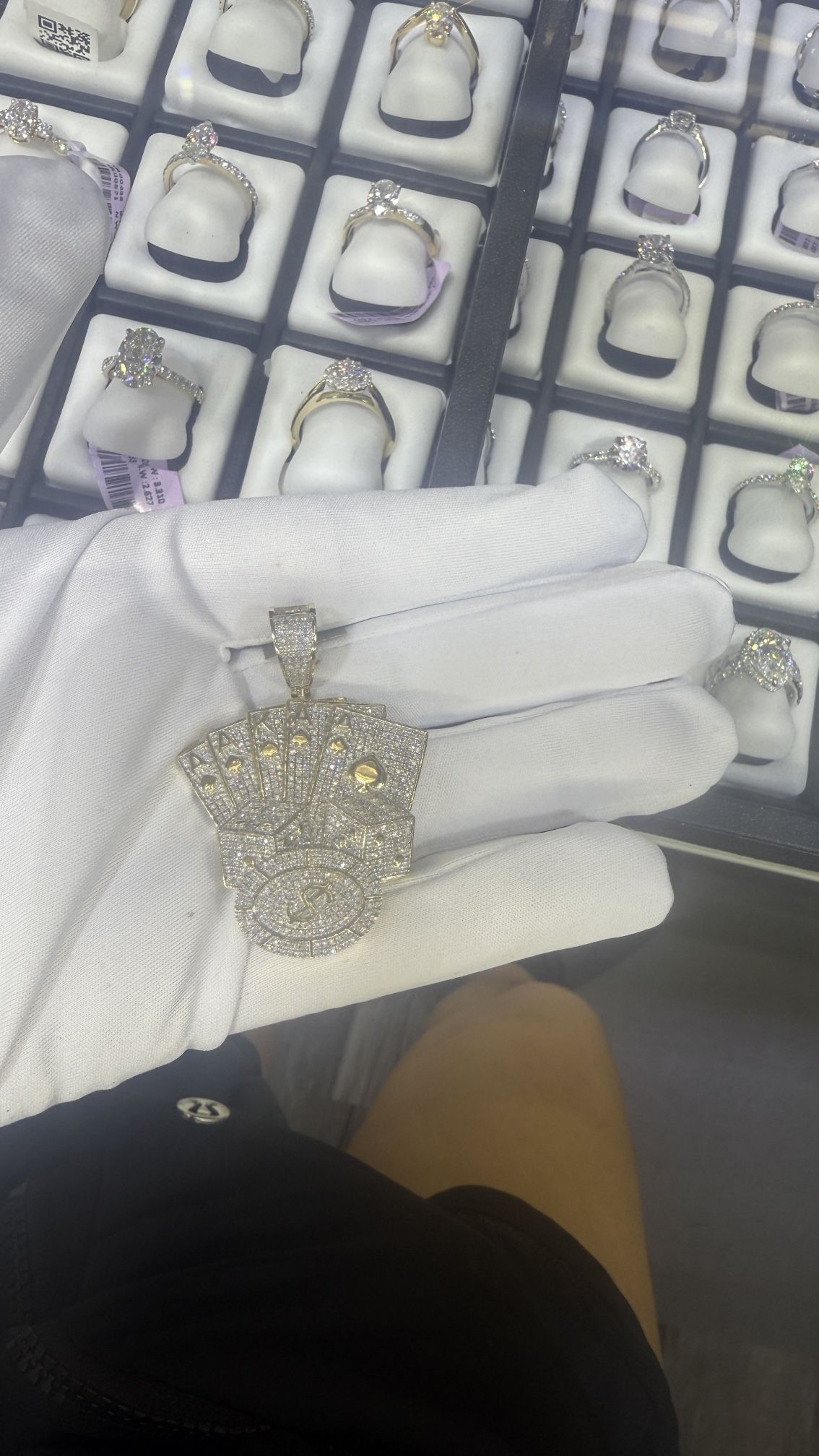 Gold Deck Of Cards, Pendant With Diamonds 10K Gold