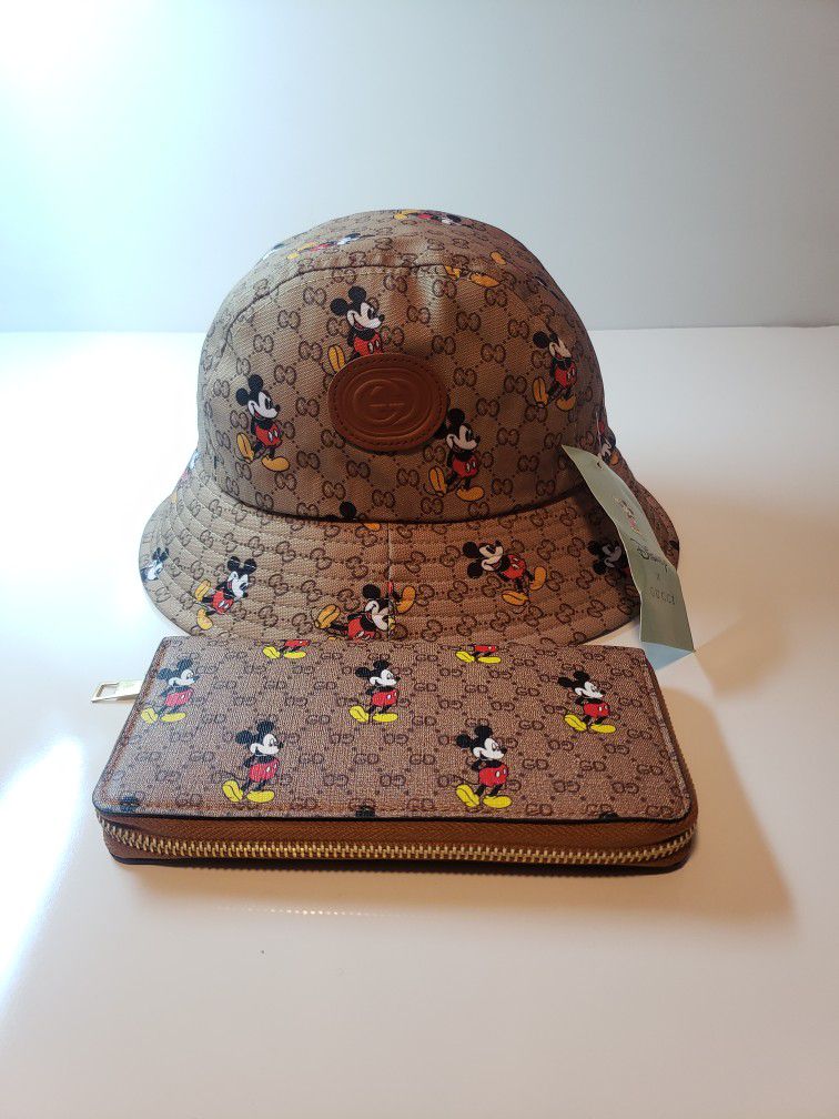   Gucci Mickey Mouse Bucket Hat And Women Zippy Wallet