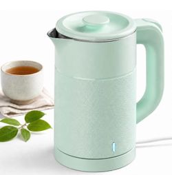 Small Electric Kettle 0.8L, 600W, 304 Stainless Steel (Mint Green)
