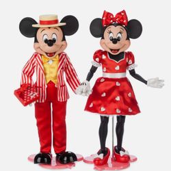 12" Mickey Mouse and Minnie Mouse Valentine's Day Limited Edition Doll Set New