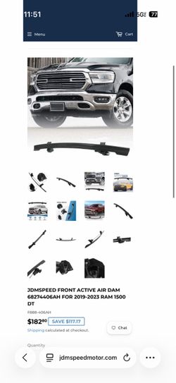JDMSPEED FRONT ACTIVE AIR DAM (contact info removed)6AH FOR 2019-2023 RAM 1500 DT F888-406AH