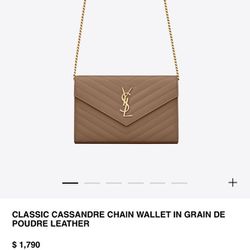 Saint Laurent Classic Chain wallet (Taupe) authentic 