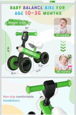 Bicicleta de equilibrio duradera para niños de 10 a 36 meses, color amarillo