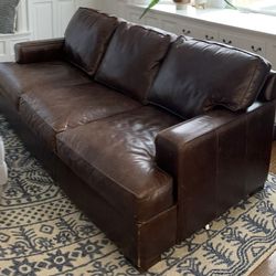 Pottery Barn Townsend Square Arm Leather Sofa, Statesville Molasses