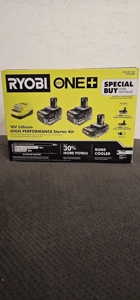 Ryobi 18v Battery And Charger, 3 Batteries, 1 Charger