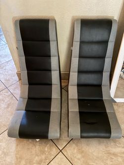 Pair of Black and Grey Rocker Gaming Chairs