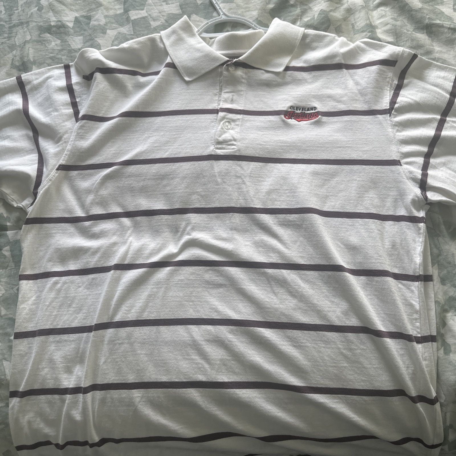 Cleveland Indians Two Tone Tan w/ purple Trim xl Polo Shirt Embroidered Cotton