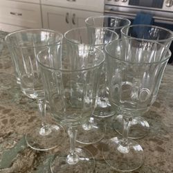 Set Of 6 Lead Crystal Wine Glasses