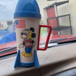 MICKEY MOUSE Walt Disney Vintage 1960’s Rocket Shaped Cup Flask