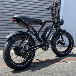 Brand new e-bike 750w 48v 17.5ah, top speed 28 mph. Full suspension, with chain lock, phone holder, foot pegs,  electric bike