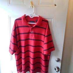 Men's Red Blue Stripe Polo Shirt 3XL